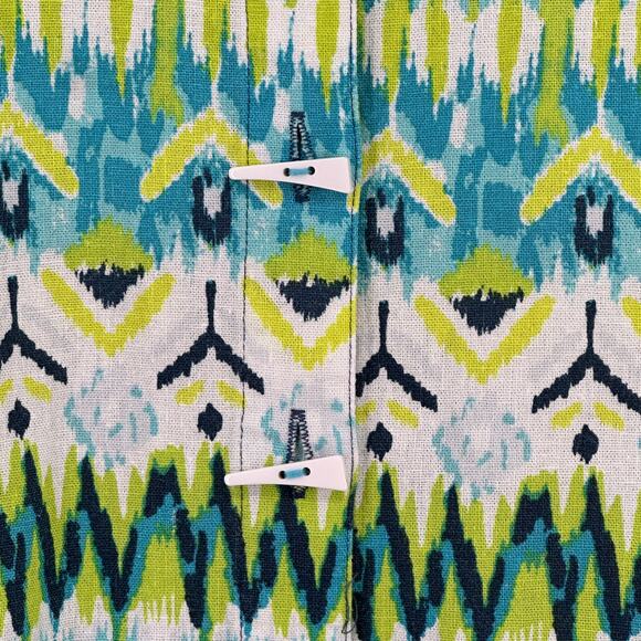 Ali Miles Woven Linen Blend Ikat Point Collar Tunic Top Shirt Sz XL Horn Button - Picture 4 of 8